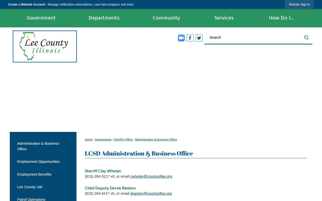 Lee County Sheriff administration and records contact routing