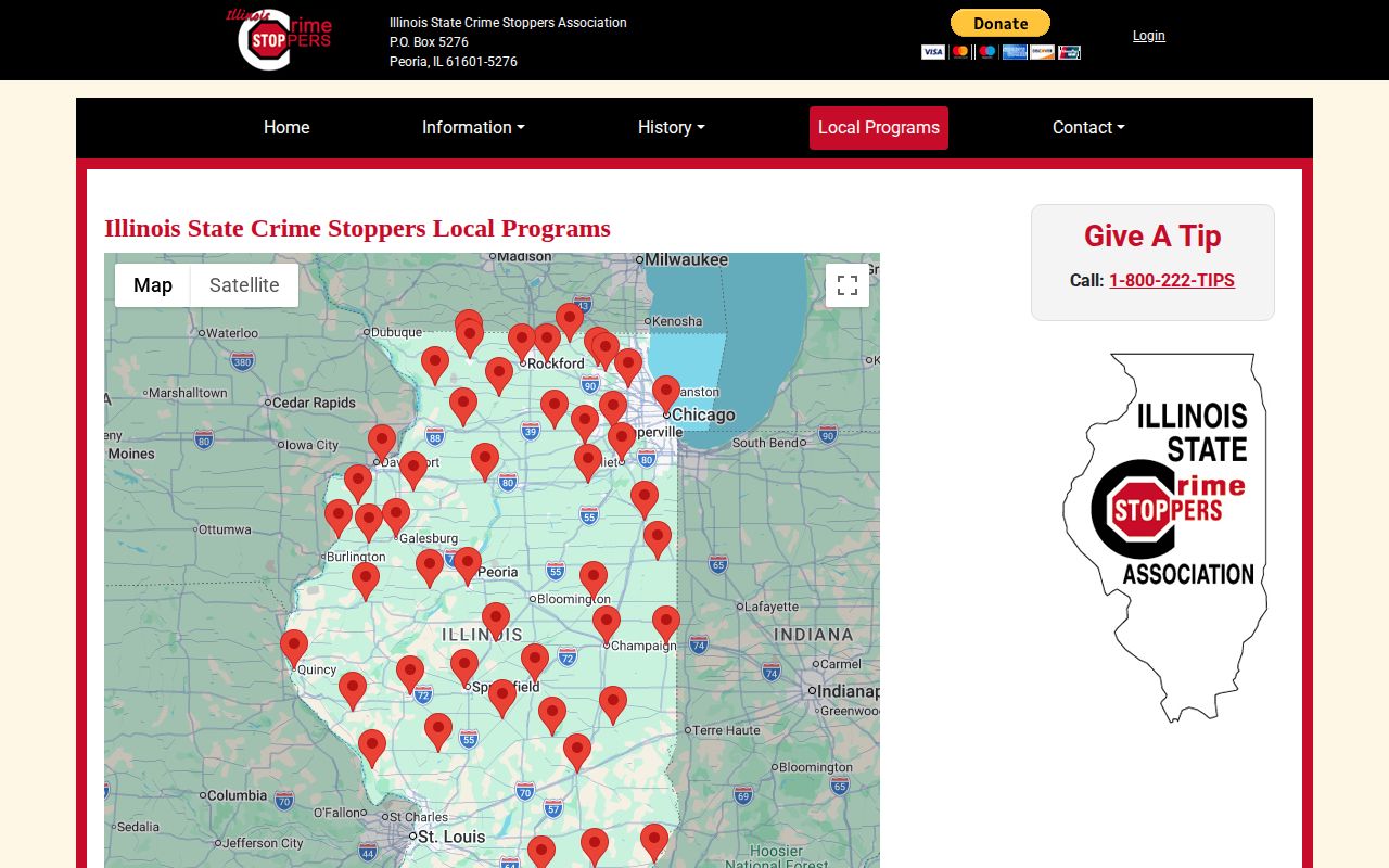 Illinois Crime Stoppers local program directory for safe tip routing